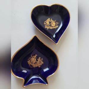 Limoges lot of 2 Hearts Trinket dishes porcelain
